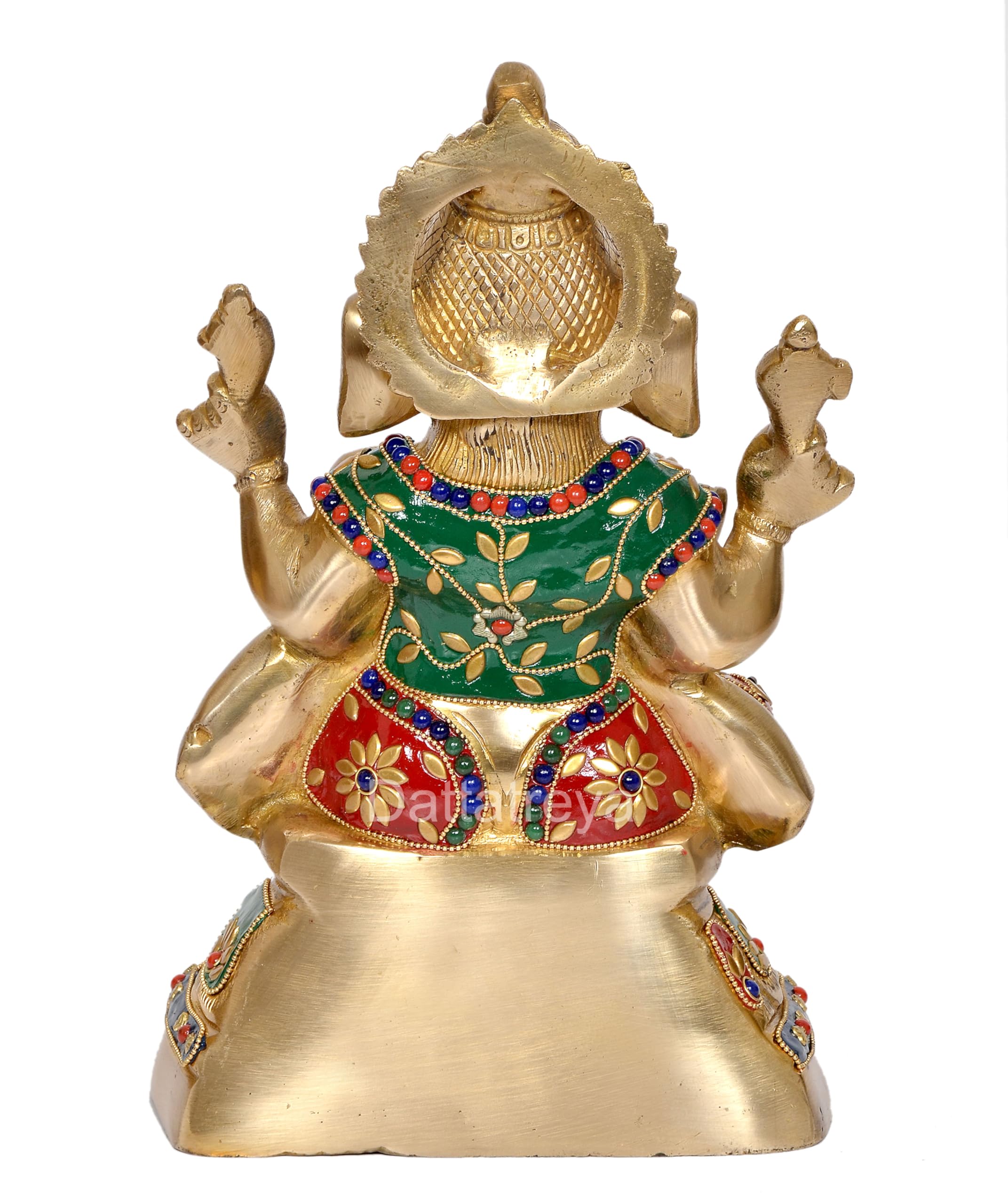 Dattatreya Brass Ganesh Statue Handcrafted Lord Ganesha Idol For Home Decor And Pooja Hindu God Ganapati Figurine (Height 11 Inc